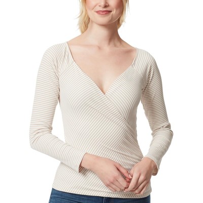 

Женский полосатый пуловер с запахом Jessica Simpson, рубашка BHFO 8266, Chanterelle stripe