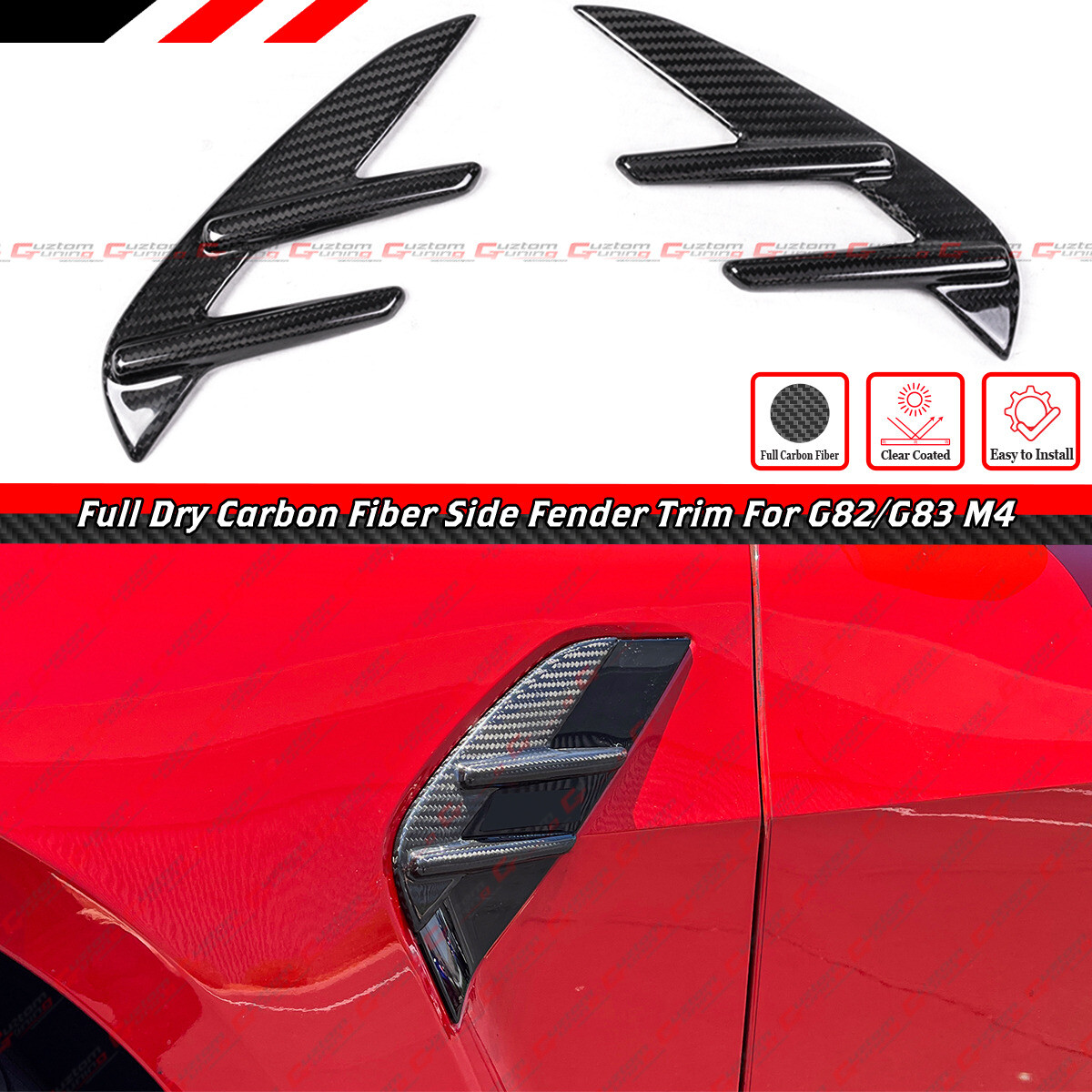FOR 2021-2026 BMW G82 G83 M4 DRY CARBON FIBER FENDER GARNISH SIDE TRIM COVER SET