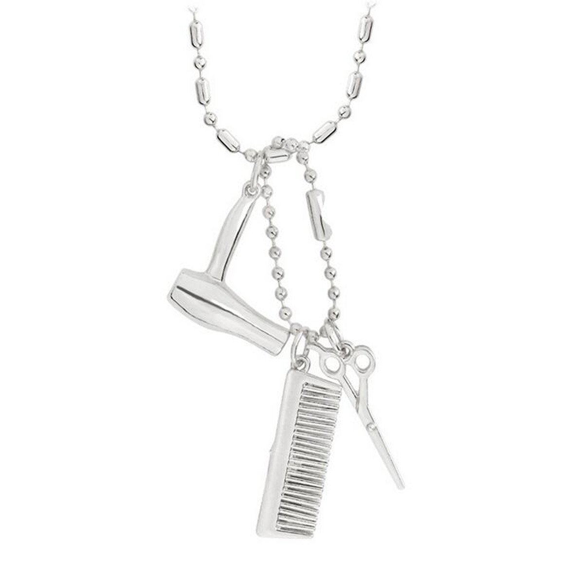 Hairdresser Scissors Comb Hair Blow Dryer Pendant Charm Necklace Barber