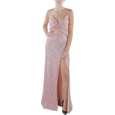 Женское розовое вечернее платье макси с вырезом и блестками B. Darlin, M BHFO 0195