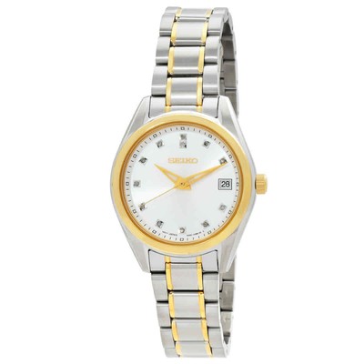 Pre-owned Seiko Diamonds Quartz Silver Dial Two-tone Ladies Watch Sur582p1
