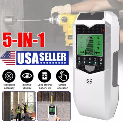 5 in 1 Digital Stud Finder Wood Metal Pipe Wire Wall Scanner Sensor LCD Detector