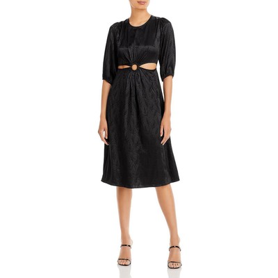 Aqua Womens Black Printed Calf Wedding Midi Dress M BHFO 7889