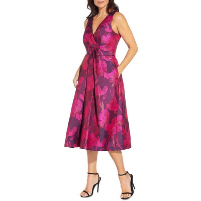 

Женское розовое вечернее платье миди цвета металлик Aidan Mattox  BHFO 8833, Fuchsia multi