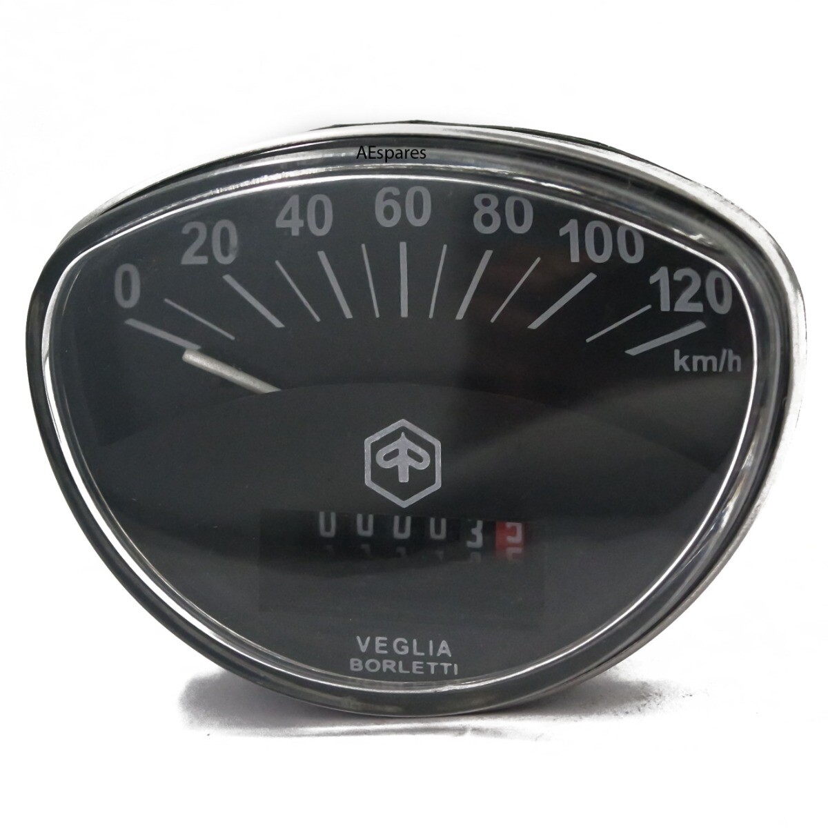 Vespa Veglia Piaggio Logo 120 Kph Black Face Speedometer  Super Rally VMA 