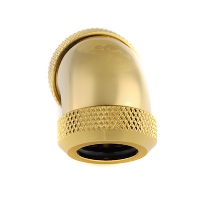 Bitspower Dual Enh Multi-Link Fitting, 12mm OD, 45 Degree Angle, True Brass