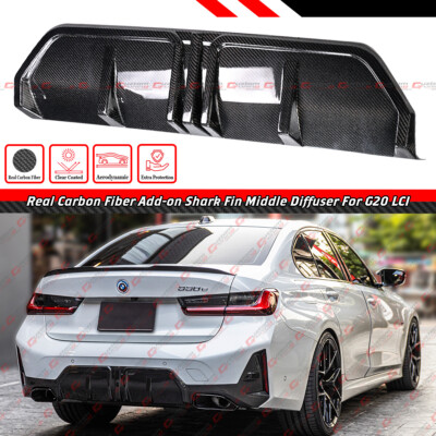 For 23-26 BMW G20 LCI 330i M Sport Real Carbon Fiber Rear Bumper Middle Diffuser
