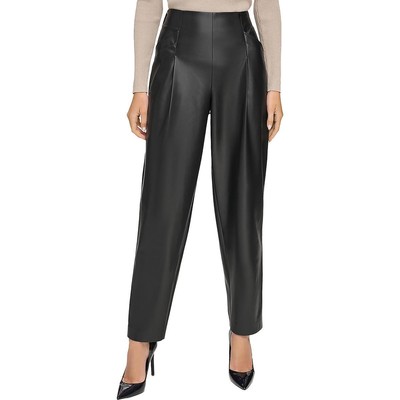 DKNY Womens Black Faux Leather High Rise Semi-Formal Ankle Pants M BHFO 7294