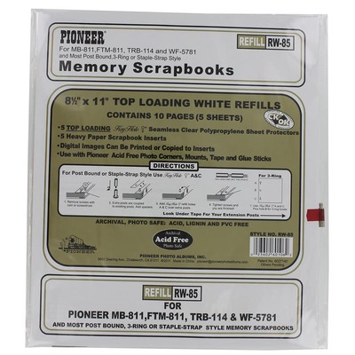 Pioneer #RW85 EZ Scrapbook Refill Pages, 8x11in, 12pk #RW85 (УПАКОВКА ИЗ 12)