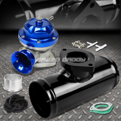 РЕГУЛИРУЕМЫЙ ТУРБО-ПРОДУВОЧНЫЙ КЛАПАН НА 30 ФУНТОВ НА КВАДРАТНЫЙ ДЮЙМ + ПЕРЕХОДНИК ДЛЯ ФЛАНЦЕВЫХ ТРУБ ТИПА RS 2.5 СИНЕГО ЦВЕТА