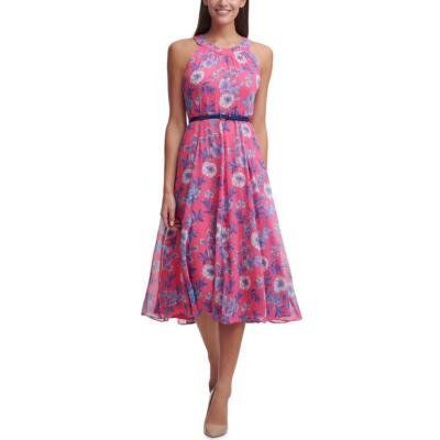 

Женское платье миди Tommy Hilfiger с цветочным принтом и поясом без рукавов BHFO 2603, Rosette/blue