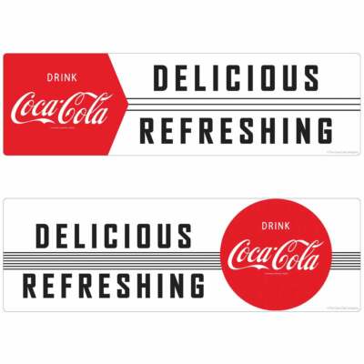 Coca-Cola 1950s Delicious Refreshing Wall Sticker Set Wall Art Decals 14 x 4