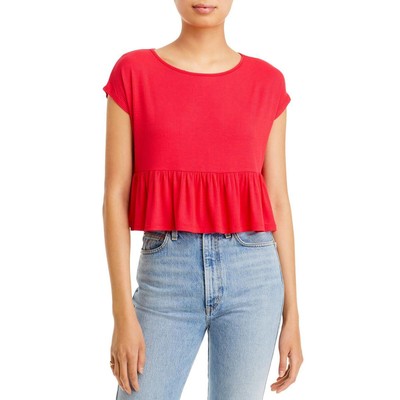 

Укороченная блузка Aqua Womens в рубчик с воланами BHFO 4422