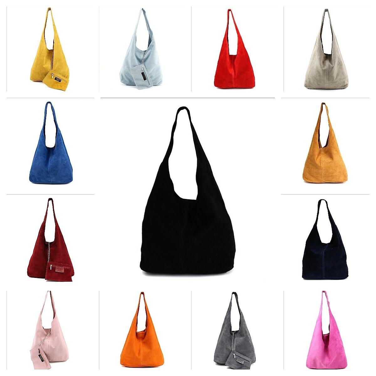 Damen Tasche Beuteltasche Schultertasche feines Wildleder in vielen Farben