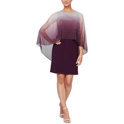 

Женское фиолетовое свадебное платье-футляр SLNY с блестящими рукавами-накидкой  BHFO 8559, Deep purple