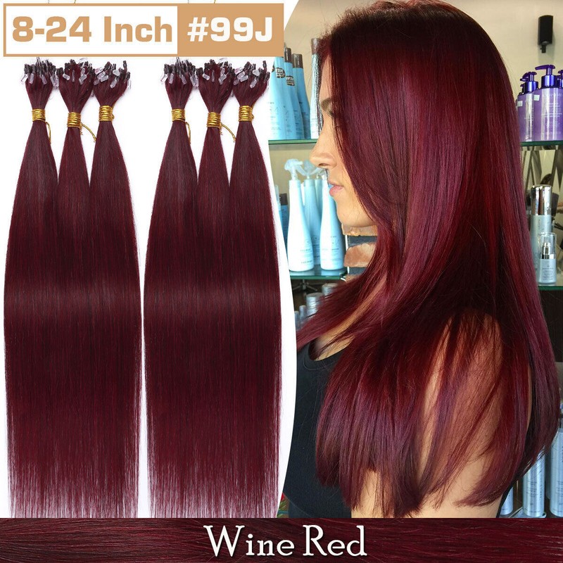 Micro Ring Beads Easy Loop Tips 100% Real Remy Human Hair Extensions Ombre Thick