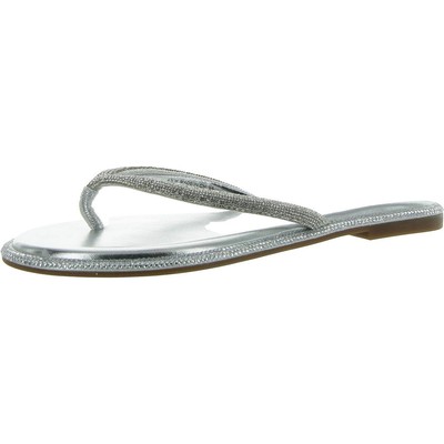 INC Womens Myrline Silver Slip On Thong Sandals Shoes 6.5 Medium (B,M) BHFO 3503