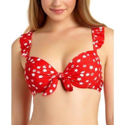 

Женский красный купальник пуш-ап с цветочным принтом California Waves, раздельный размер  BHFO 6425, Red print