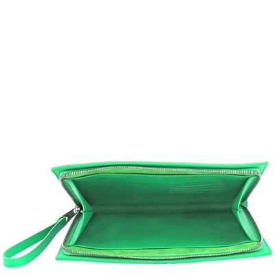 Pre-owned Bottega Veneta Men's Parakeet Small Intrecciato Leather Document Case In Silver