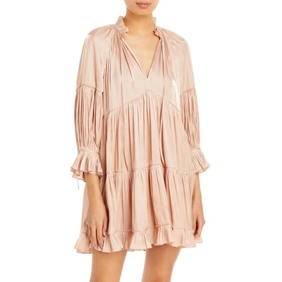 

Cinq a Sept Женское розовое мини-платье Babydoll с рюшами Phyllis  BHFO 1568, Travertine
