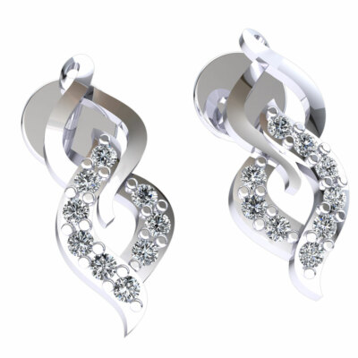 Pre-owned Jewelwesell 0.07ctw Round Cut Diamond Ladies Daily Wear Drops Earrings Solid 18k Gold In F
