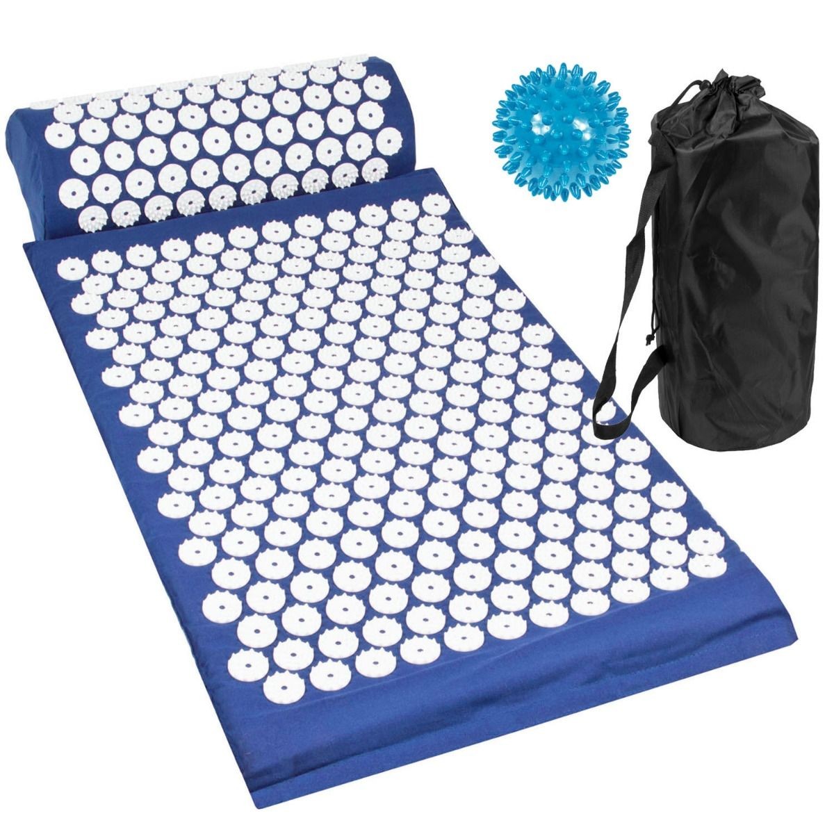 Acupressure Mat Pillow and Ball Set & Travel Bag Back Neck Stress Relief Massage