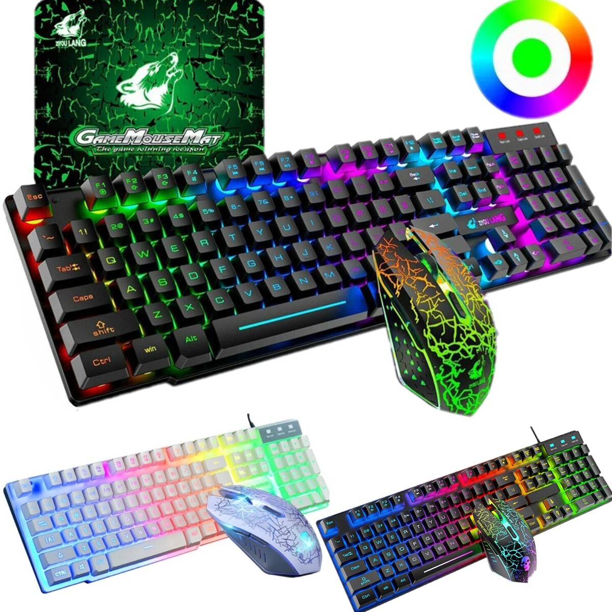 Gaming Keyboard And Mouse LED Light Backlit Mechanical Feel 