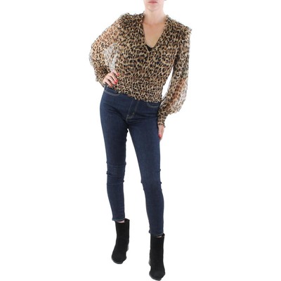 

Женская блузка с прозрачным леопардовым принтом Free People Twyla Tan,  BHFO 9622, Tan leopard