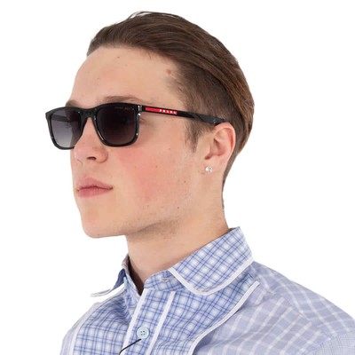 Pre-owned Prada Linea Rossa Polarized Grey Gradient Square Men's Sunglasses Ps 10ws 1ab06g In Gray