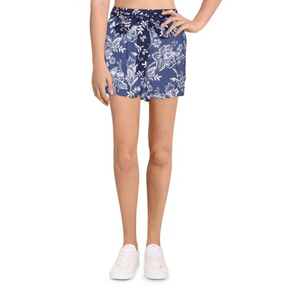 

Angie Женские темно-синие повседневные шорты Paperbag с поясом и цветочным принтом  BHFO 1838, Navy, 25Q58W812