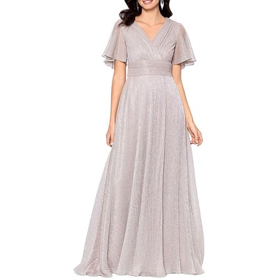 Женское розовое длинное вечернее платье Betsy & Adam в стиле металлик, 12P BHFO 3671