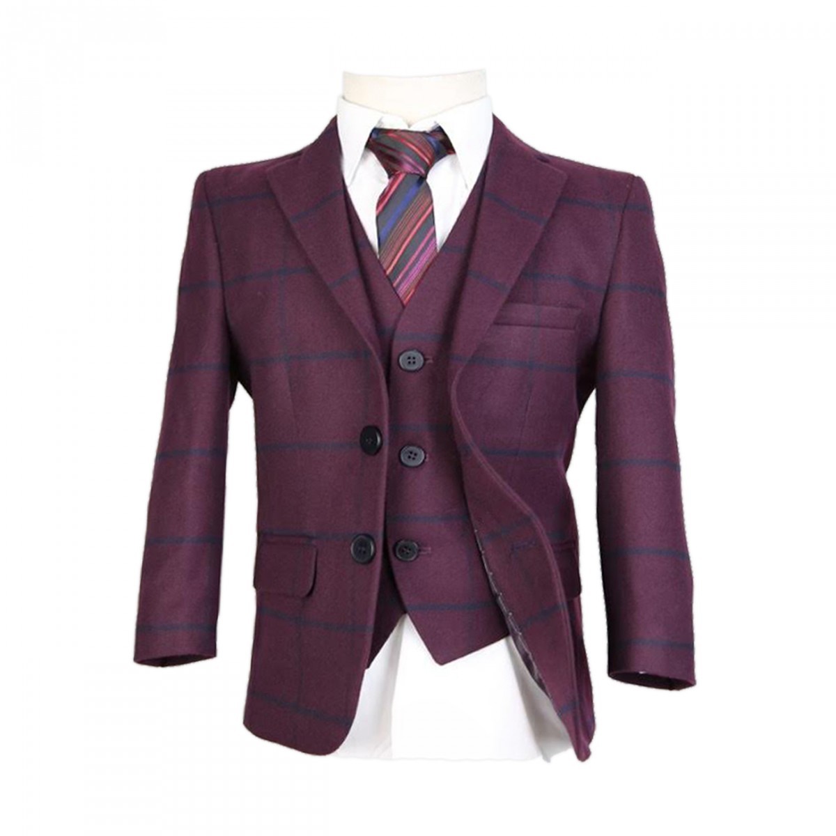 burgundy checkered suit