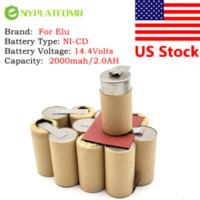 Soldering required 2000mAh for Elu 14.4V Ni-CD Battery pack DE9038 XR2 DE9091