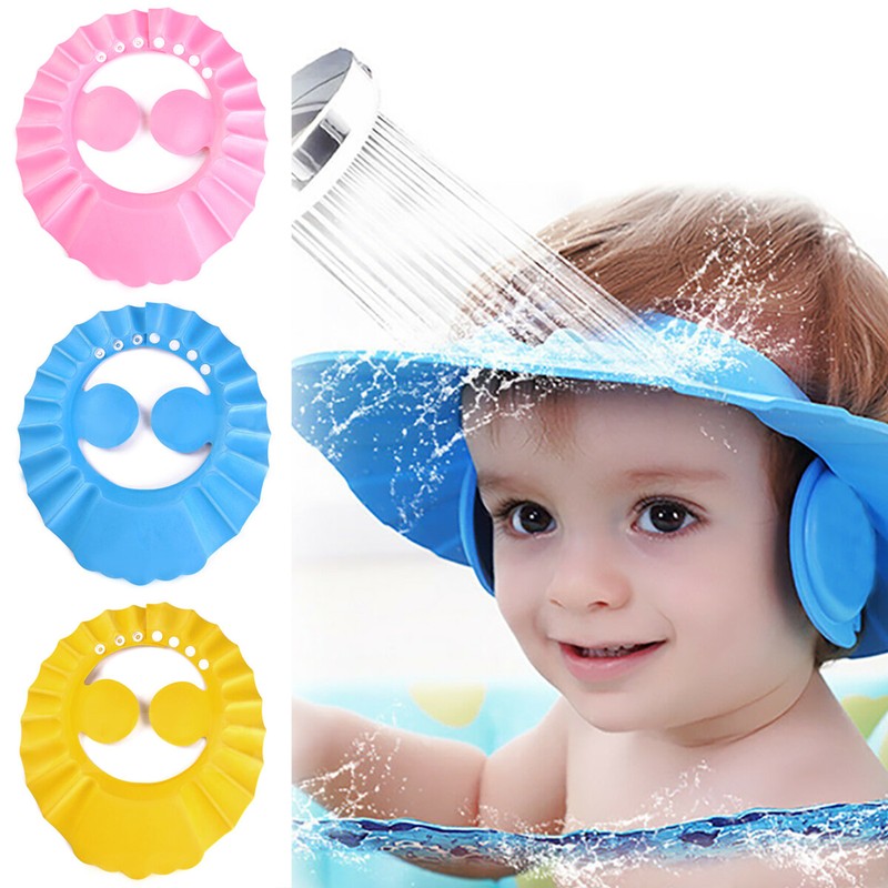 Kinder Baby Duschkappe Augenschutz Mütze Waschen Haare Badekappe Badehaube Hut