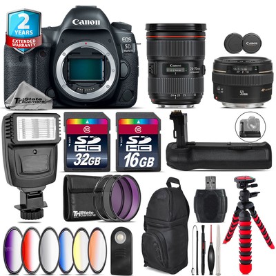 Canon EOS 5D Mark IV + 24-70mm f/2.8L II  + 50mm f/1.4 USM + Remote - 48GB Kit