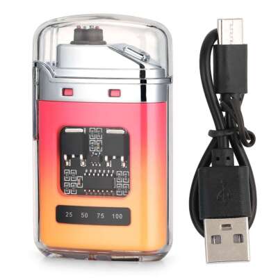 USB Rechargeable Waterproof Electric Dual Arc Plasma Flameless Windproof Lighter