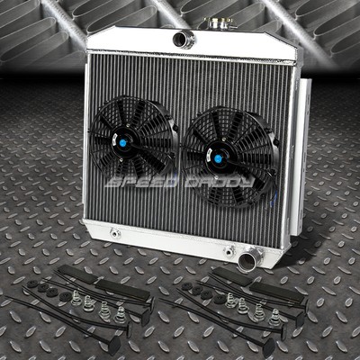 3-РЯДНЫЙ АЛЮМИНИЕВЫЙ РАДИАТОР + КОМПЛЕКТ ИЗ 2-Х ВЕНТИЛЯТОРОВ НА 10 ВЕНТИЛЯТОРОВ ДЛЯ 55-57 CHEVY SMALL BLOCK 150/210 SBC V8