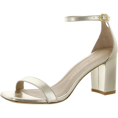 Stuart Weitzman Womens NudistCurve 75 Gold Heels 8.5 Medium (B, M) BHFO 5222