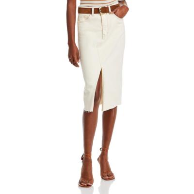 Veronica Beard Womens Breves Ivory Denim Split Front Midi Skirt 12 BHFO 4663
