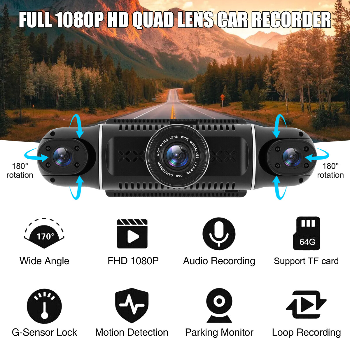 4-channel 1080p Car Camera Dvr Vehicle Video G-sensor