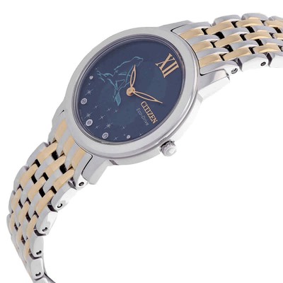 Pre-owned Citizen Ariel Diamond Disney Princess Blue Dial Ladies Watch Ex1499-50w