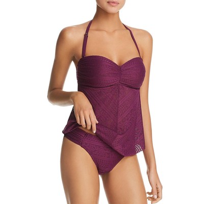 

Женские фиолетовые кружевные танкини для плавания Bleu Rod Beattie  BHFO 4382, Cherry wine
