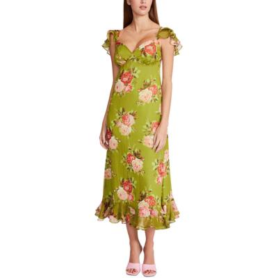 

Женское зеленое шифоновое дневное платье макси с цветочным принтом Betsey Johnson  BHFO 7677, Pickled pepper