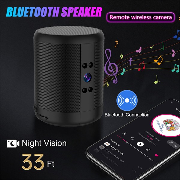 WIFI 1080P PTZ 180° HD Spy Hidden Camera Bluetooth Speakers Video Recorder Cam - Image 12