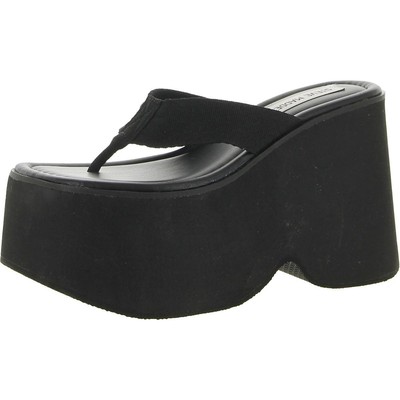 Steve Madden Womens Gwen Black Platform Sandals Shoes 6 Medium (B,M) BHFO 2946
