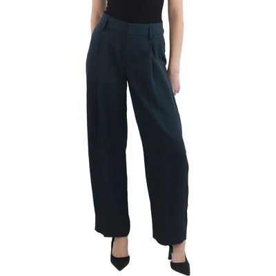 Vince Womens Green Satin Pleated Office Wear Wide Leg Pants Trousers 2 BHFO 9485