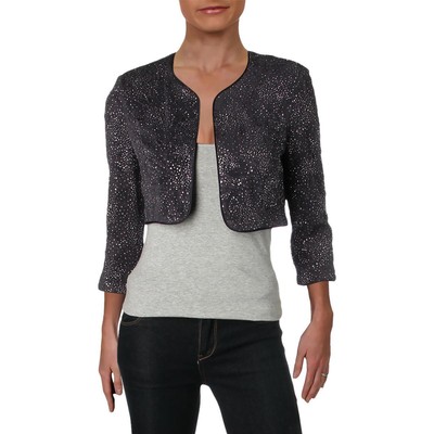 Alex Evenings Womens Gray Glitter Crop Bolero Jacket 14 BHFO 2357