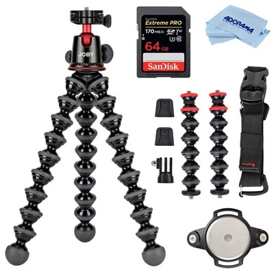 Бесплатный комплект JOBY с комплектом GorillaPod 5K с подставкой для DSLR-камеры, картой SDXC 64 ГБ/тканью