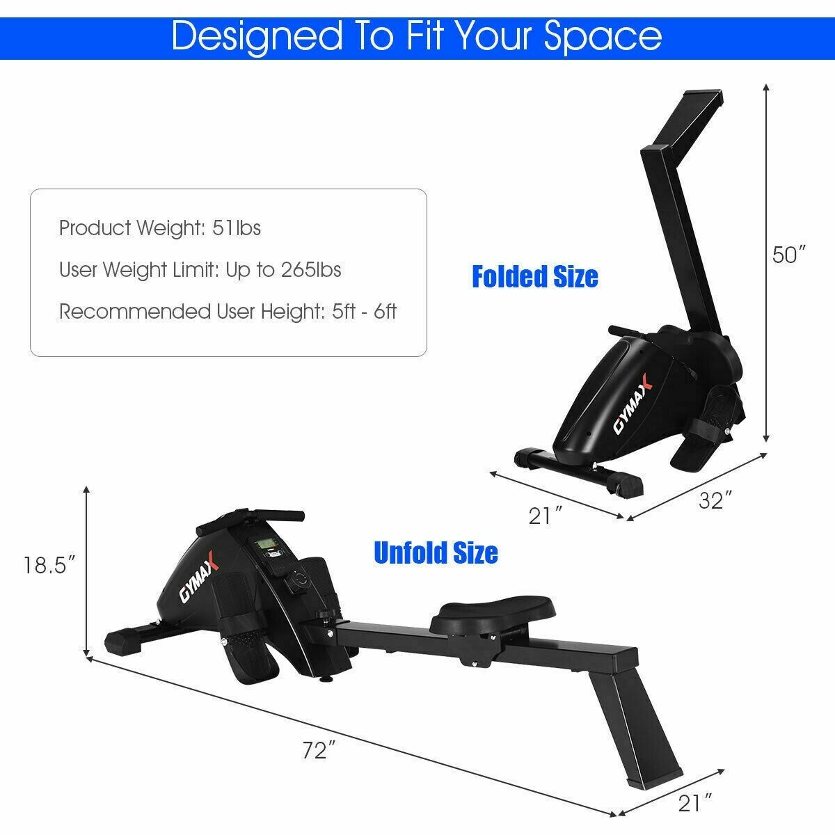 foldable magnetic rowing machine