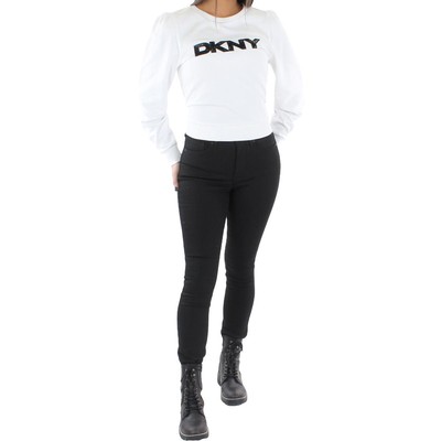 

Женский белый уютный свитшот с круглым вырезом DKNY, домашняя одежда  BHFO 4520
